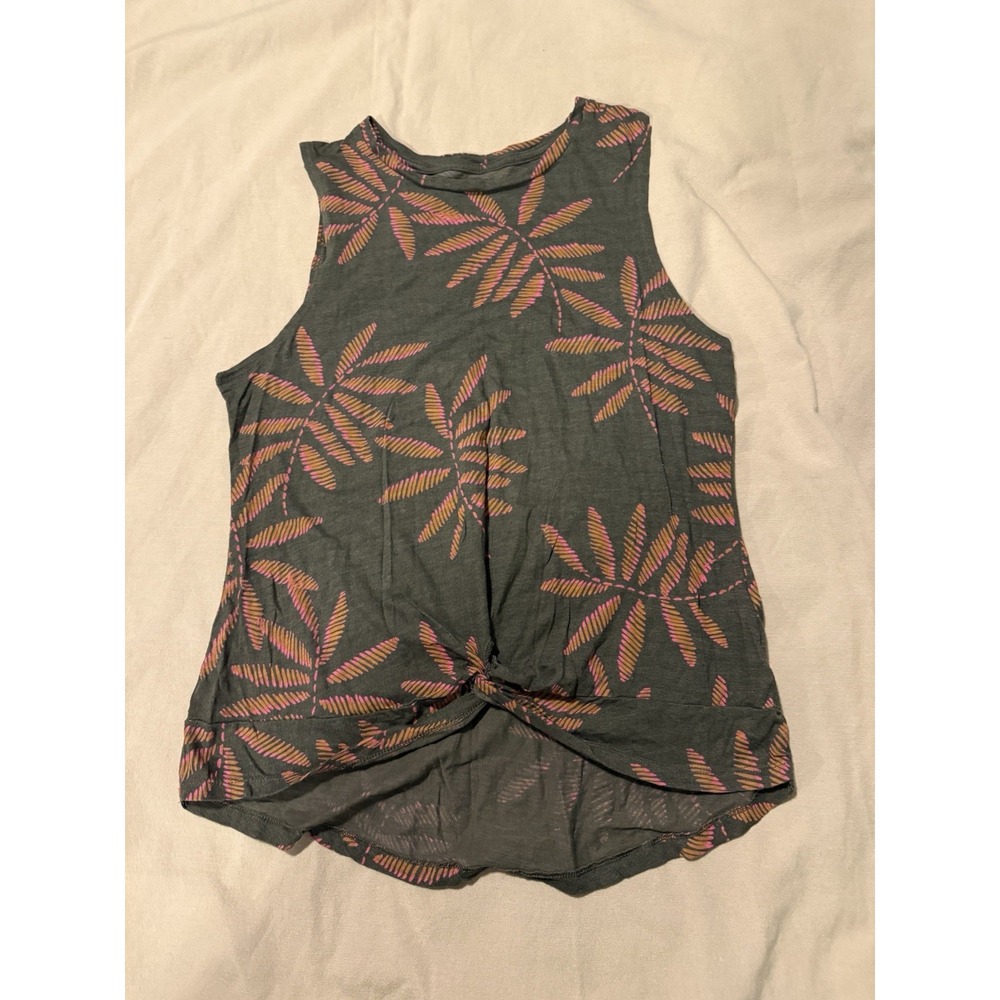 A New Day T Shirt Womens Med Tropical Palm Leaf Tie Front Blouson Green Target